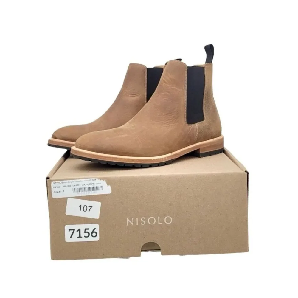 Nisolo Marco Everyday Chelsea Boot Tobacco Men’s 8 Leather Slip On Ankle Boots